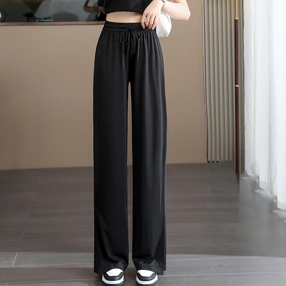Womens Pants Elastic High Waist Loose Comfy Long Pants
